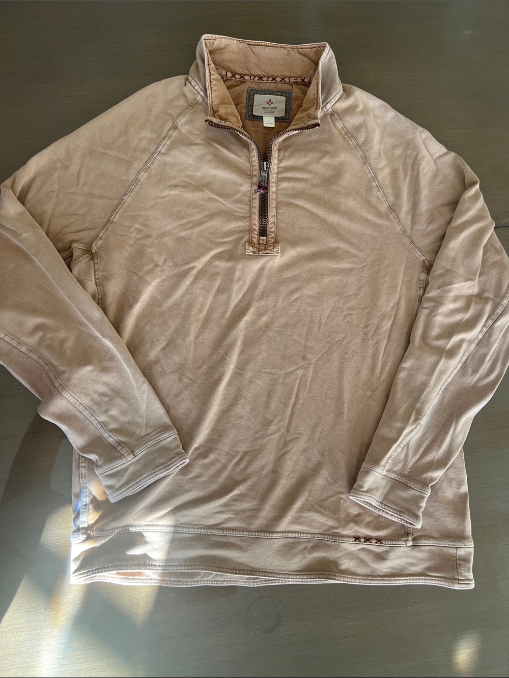True Grit Men's Tan Zip-Up Pullover Sweater